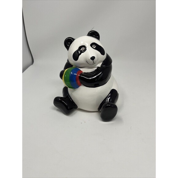 Vintage OCI Omnibus‎ 1983 Fitz & Floyd Panda Small Cookie Jar With Ball - Picture 15 of 15